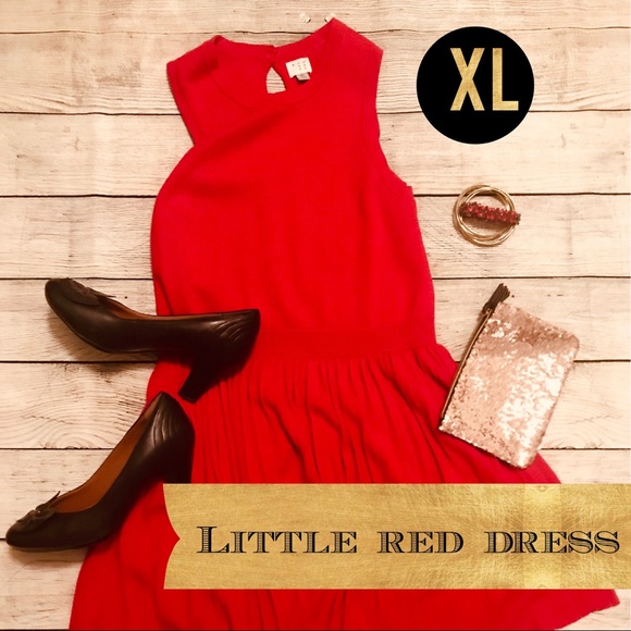 a new day Dresses & Skirts - Red Dress Cotton with Pleats XL